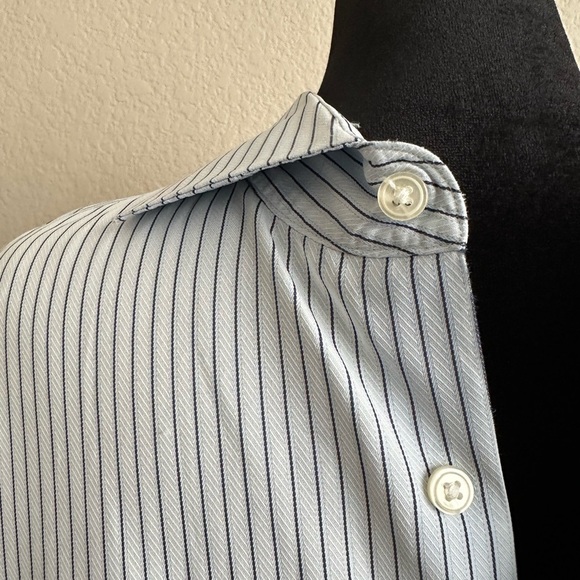 Hugo Boss 16.5 Fitted Shirt Long Sleeve Button Down Gray Grey Stripe Cotton MINT - Picture 2 of 11